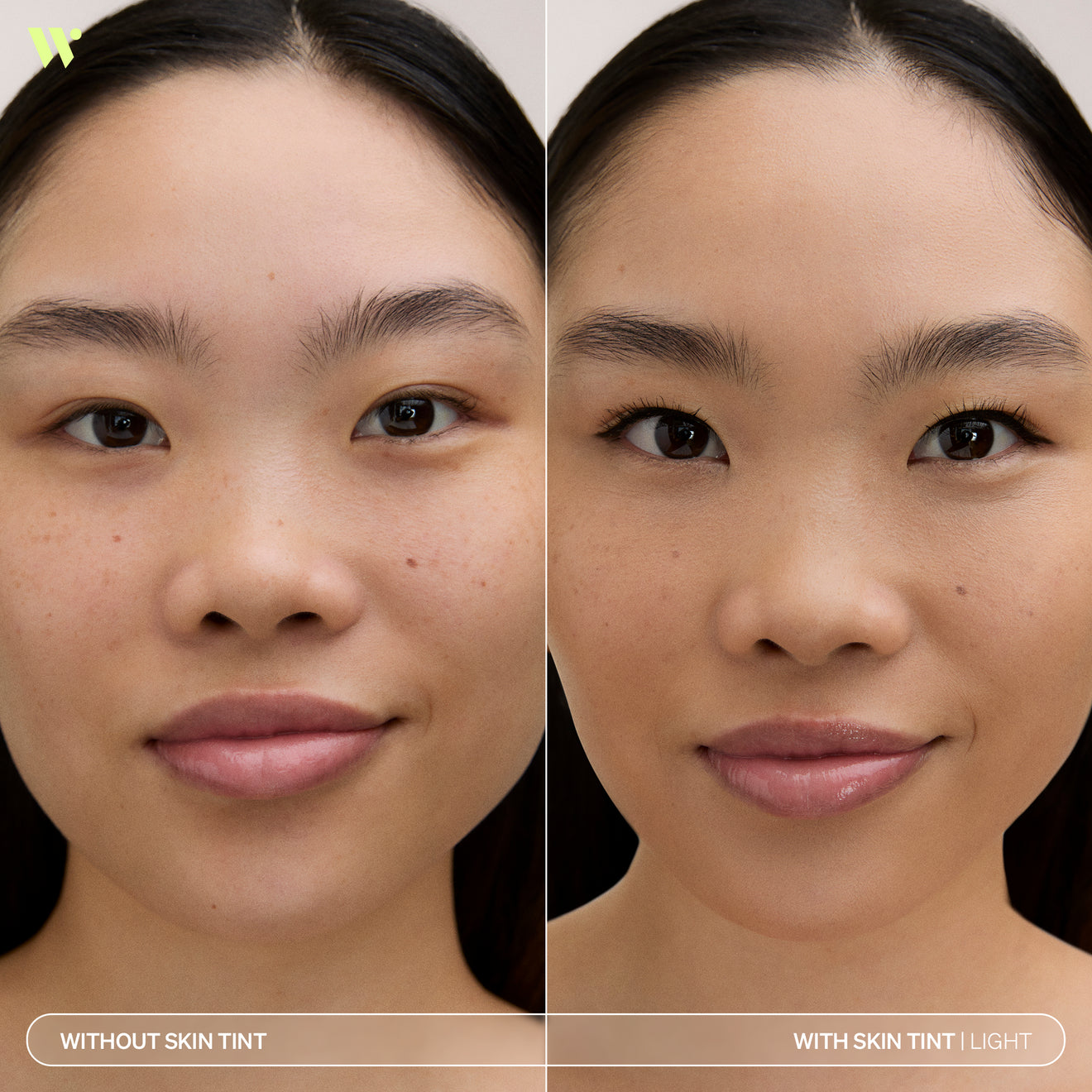 Featuring You Hydrating Skin Enhancing Tint SPF30 light shade group before & after